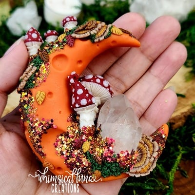 Turkey tail moon w/clear quartz
