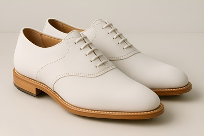 Crafted Leather Men’s Handcrafted Classic Wholecut White Suede Leather Dress Lace up Saddle Golf Shoes