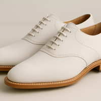 Crafted Leather Men’s Handcrafted Classic Wholecut White Suede Leather Dress Lace up Saddle Golf Shoes - Thumbnail 1