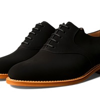 Crafted Leather Men’s Handcrafted Classic Wholecut Black Suede Leather Lace up Saddle Golf Shoes - Thumbnail 1