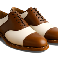 Crafted Leather Mens Wholecut Brown White Leather Saddle Golf Shoes - Thumbnail 1
