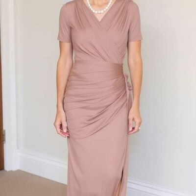 Elegant sheath v neck mother of bride/groom dress evening formal gowns 