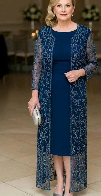 Elegant Royal Blue with Jacket Mother of Bride/Groom Dress Evening Formal Gowns 