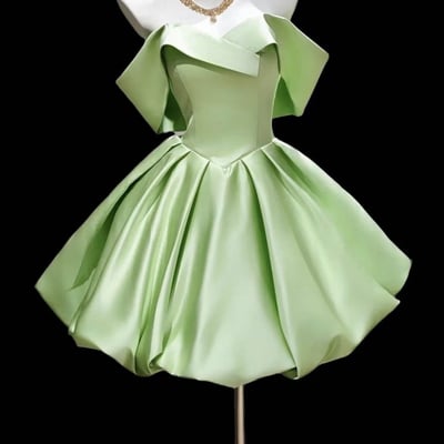 Green satin short/mini prom party dress