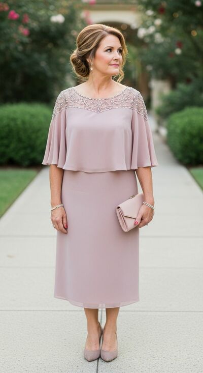 Plus Size Sheath Tea-length Mother of Bride/Groom Dress Evening Formal Gowns 