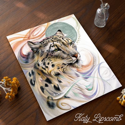 Snow leopard bust - print
