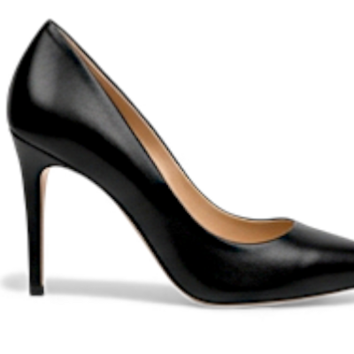 Crafted leather classic women black leather high heel dress shoes pointed toe design