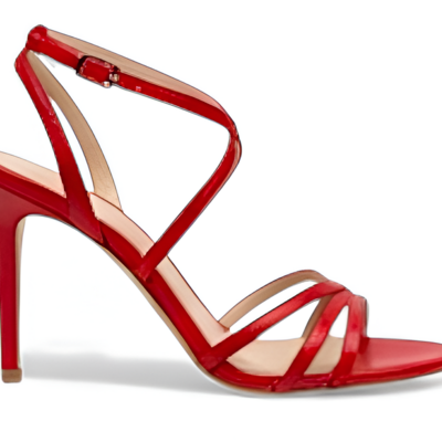 Crafted leather classic women red leather strappy high heel with open toe luxury finish