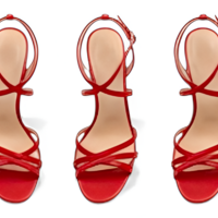 Crafted Leather Classic Women Red Leather Strappy High Heel With Open Toe Luxury Finish - Thumbnail 1