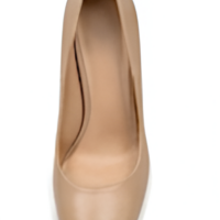 Crafted Leather Classic Women Beige Leather Block Heel Design Dress Shoes - Thumbnail 1