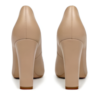 Crafted Leather Classic Women Beige Leather Block Heel Design Dress Shoes - Thumbnail 3