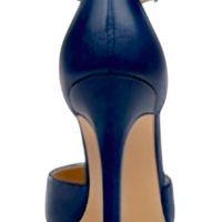 Crafted Leather Classic Women Navy Blue Leather Ankle Strap High Heel Dress Shoes - Thumbnail 4