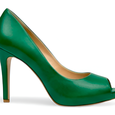Crafted leather classic women emerald green peep toe high heel dress shoes