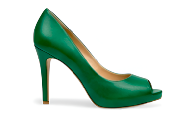 Crafted Leather Classic Women Emerald Green Peep Toe High Heel Dress Shoes