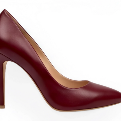 Crafted leather classic women burgundy high heel dress shoes