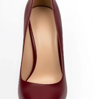 Crafted Leather Classic Women Burgundy High Heel Dress Shoes - Thumbnail 1