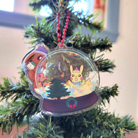 Eevee and Pikachu Snow Globe Ornament - Thumbnail 3