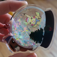Eevee and Pikachu Snow Globe Ornament - Thumbnail 2