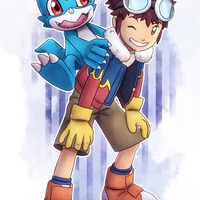 Daisuke+V-Mon Glitter Sticker - Thumbnail 1