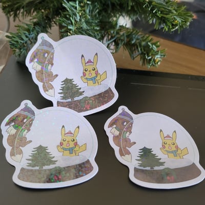 Eevee pikachu glitter sticker