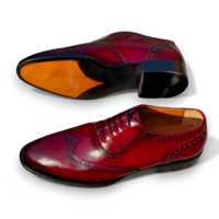 Crafted Leather Men’s Handcrafted Classic Burgundy Leather Wingtip Oxford Dress Shoes - Thumbnail 3