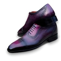 Crafted Leather Men’s Handcrafted Classic Purple Patina Leather Dress Shoes - Thumbnail 1