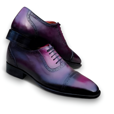 Crafted Leather Men’s Handcrafted Classic Purple Patina Leather Dress Shoes
