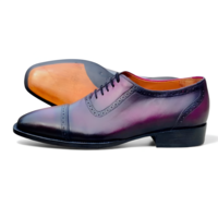 Crafted Leather Men’s Handcrafted Classic Purple Patina Leather Dress Shoes - Thumbnail 2
