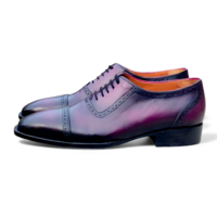 Crafted Leather Men’s Handcrafted Classic Purple Patina Leather Dress Shoes - Thumbnail 3
