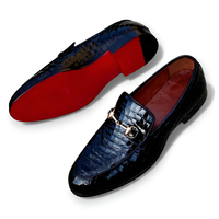 Crafted Leather Men’s Handcrafted Classic Black Crocodile Leather Moccasin Loafers Dress Shoes - Thumbnail 2