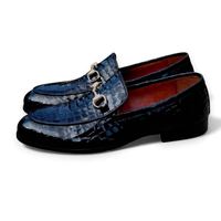 Crafted Leather Men’s Handcrafted Classic Black Crocodile Leather Moccasin Loafers Dress Shoes - Thumbnail 1
