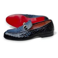 Crafted Leather Men’s Handcrafted Classic Black Crocodile Leather Moccasin Loafers Dress Shoes - Thumbnail 3