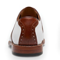 Crafted Leather Mens Brown White Leather Saddle Golf Shoes - Thumbnail 2