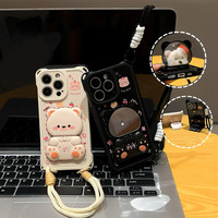 Bear Pattern Case With Mirror Stand For iPhone 17 16 15 IPS506 - Thumbnail 2