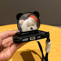 Bear Pattern Case With Mirror Stand For iPhone 17 16 15 IPS506 - Thumbnail 4