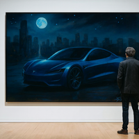 Sleek Electric Car Under Full Moon - Thumbnail 2