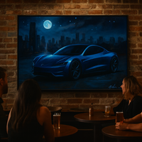Sleek Electric Car Under Full Moon - Thumbnail 3