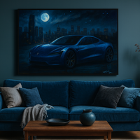Sleek Electric Car Under Full Moon - Thumbnail 1