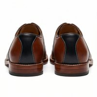 Crafted Leather Men’s Brown Black Leather Lace up Saddle Golf Shoes - Thumbnail 2