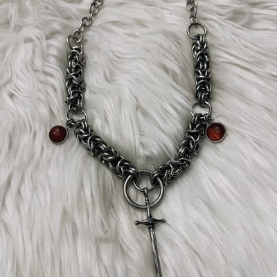 Jasper sword necklace