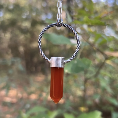 Carnelian hoop necklace