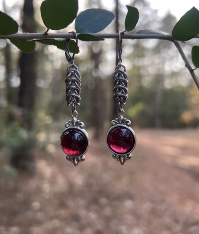 Framed Garnet Earrings