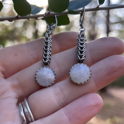 Framed moonstone earrings 