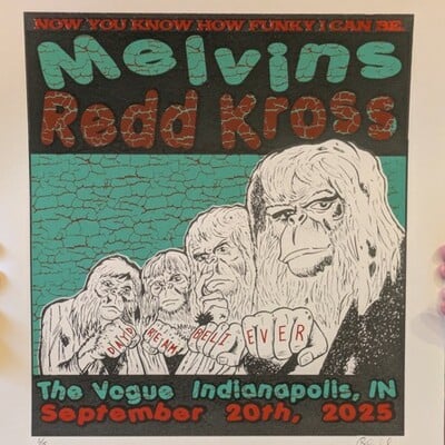 Melvins & redd kross screen printed gig poster indianapolis 2025 