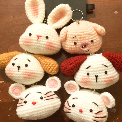 Animal head crochet keychains made by mom - Thumbnail 4
