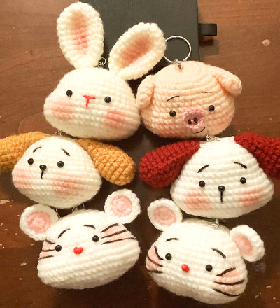 Animal Head Crochet Keychains Made by Mom