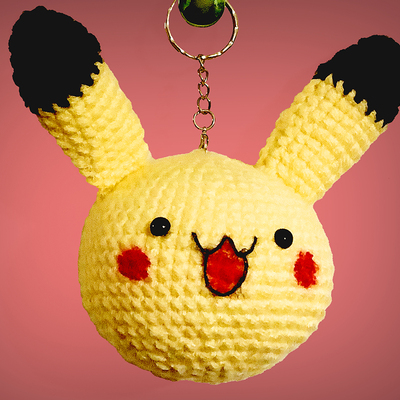 Pikachu crochet keychain made by mom