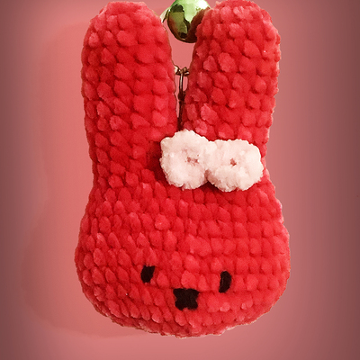 Fuzzy bunny keychain crochet made by mom