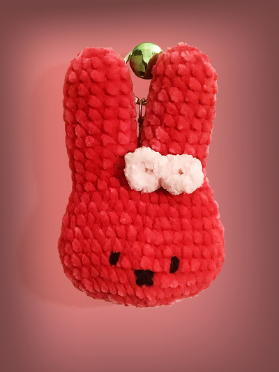 Fuzzy Bunny Keychain Crochet Made by Mom