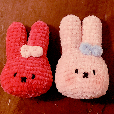 Fuzzy bunny keychain crochet made by mom